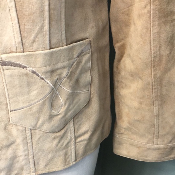 Suede Jacket Beige Brown Southwestern Cervelle Leather Sz Large - Picture 2 of 11